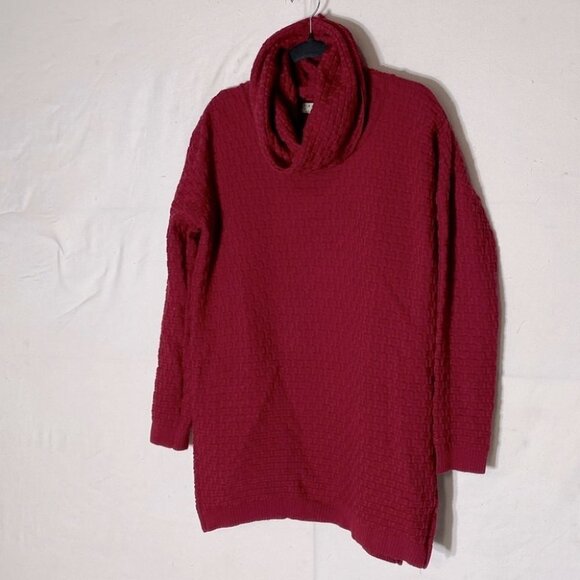 Aklanda Australia Oversized Red Merino Wool Cowl  Neck Sweater M - Picture 1 of 14